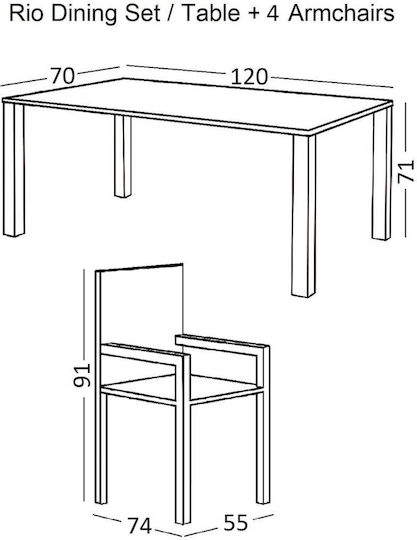Garten- und Outdoor-Möbelsets Rio 5 Stück Beige E250,80