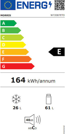 Morris Ψυγείο Δίπορτο 87lt Υ83.7xΠ47xΒ49.2εκ. Λευκό W72087ETD