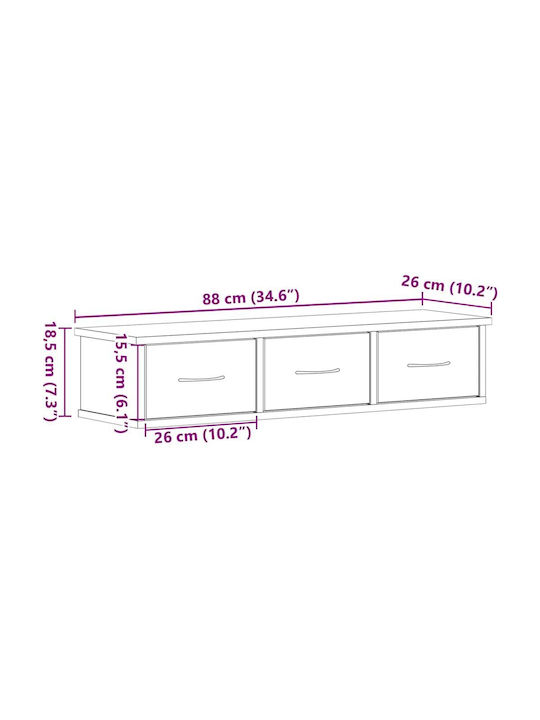 Cabinet Wall Black Oak 88x26x18.5cm