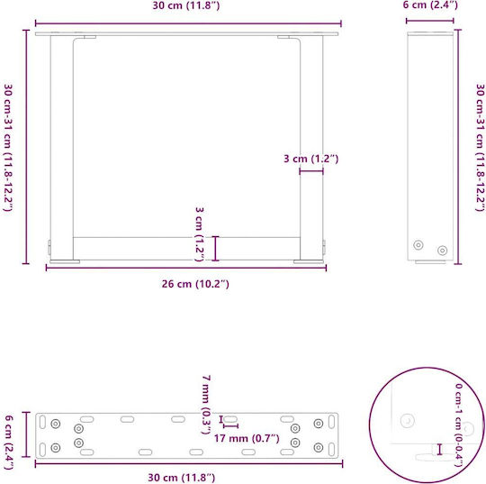 vidaXL Металическо Кракче За Мебел 2 Бройки Подходящо За Маса / Малка Маса 30x30см Антрацит