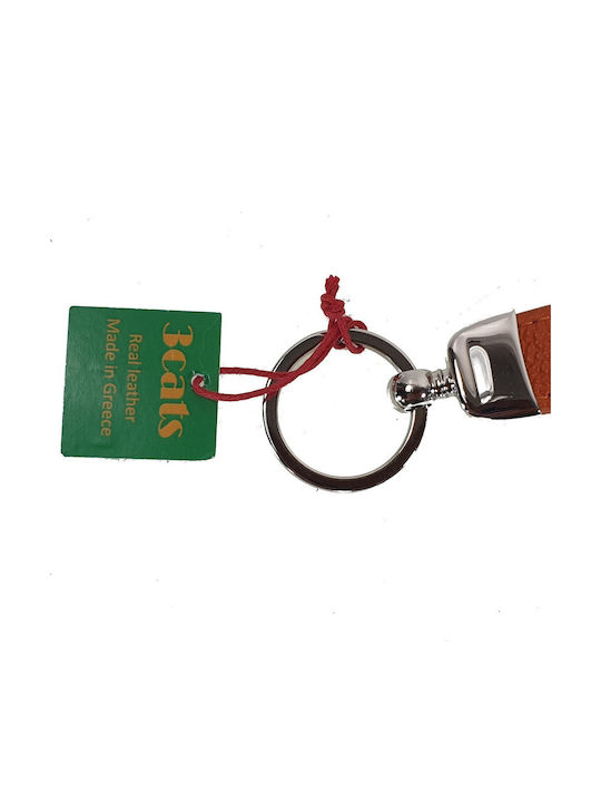 3 Cats Keychain Leather Orange