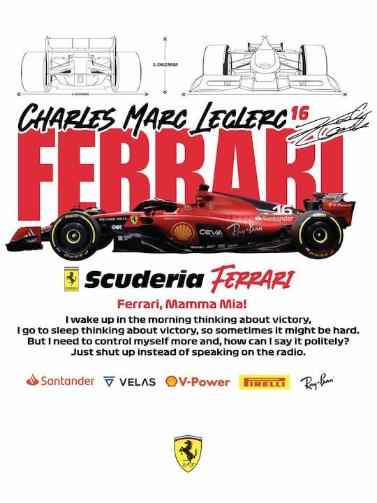 Тениска Leclerc X Ferrari плюс размер черна