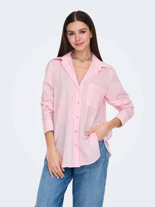 Only Women's Long Sleeve Shirt Pink