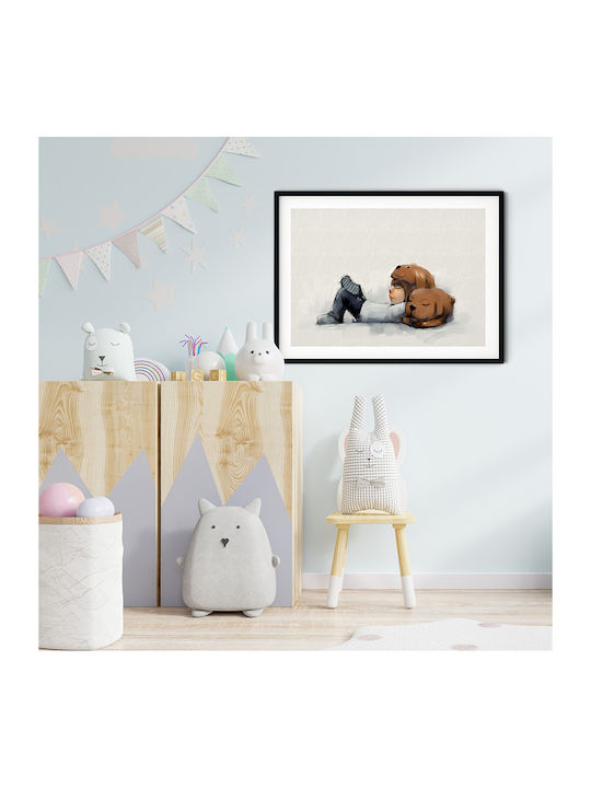 Kids Poster Girl with Puppy 40x30cm