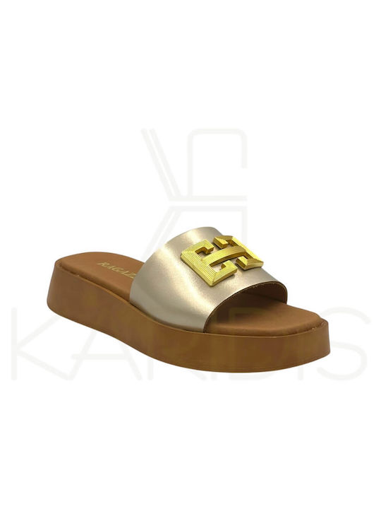 Ragazza Leather Women's Flat Sandals Anatomic in Gold Color