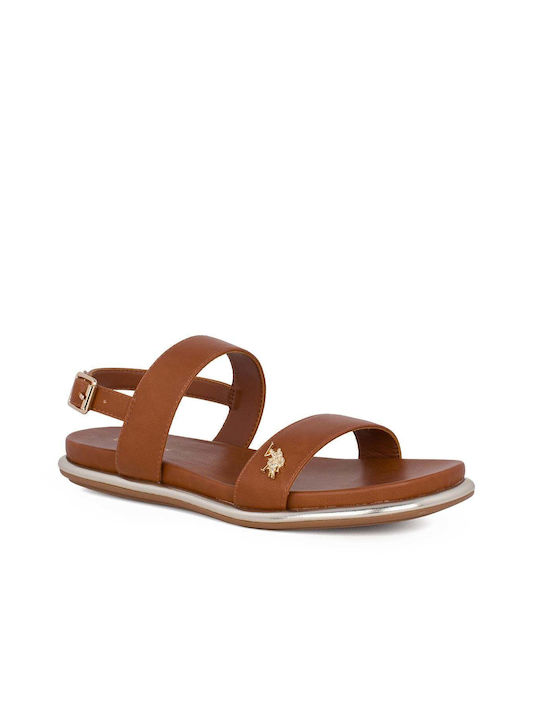 U.S. Polo Assn. Women's Flat Sandals in Tabac Brown Color