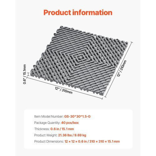 Vevor Plastic Garden Decking Board 30x30cm 40pcs