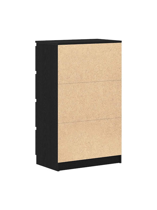 Wooden Chest of Drawers with 4 Drawers Black Oak 60x35x98.5cm