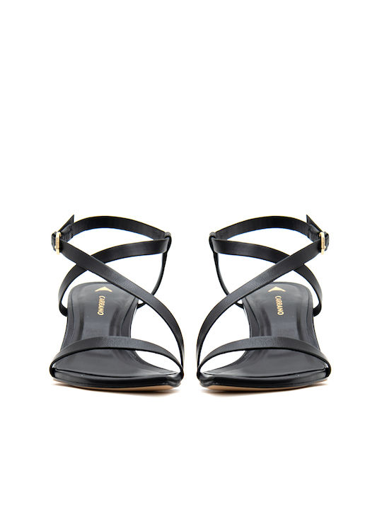 Carrano Leather Women's Sandals Mestico Black with Medium Heel