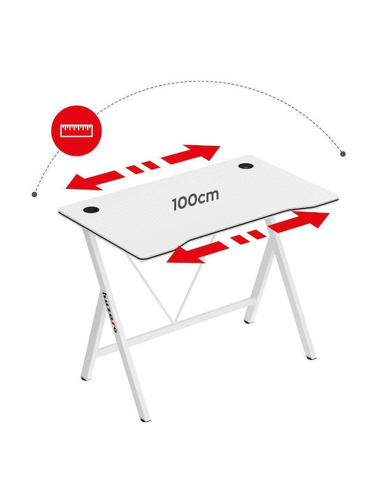 Gaming Office Hero Wooden White with Metal Legs 100x50cm
