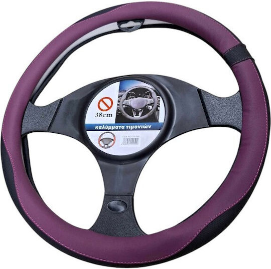 Car Steering Wheel Cover Leather Purple with Purple Seam