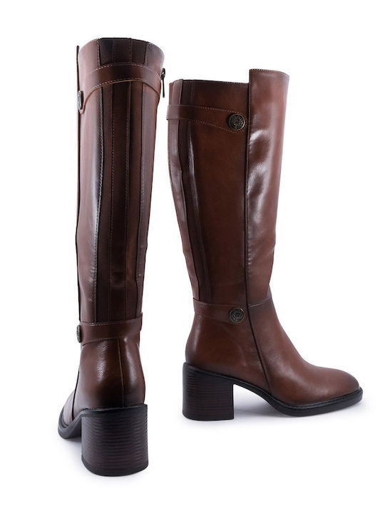 Medium Heel Women's Boots Tabac Brown