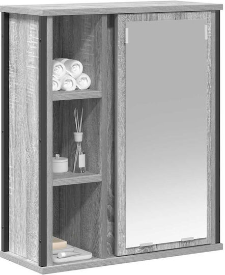 vidaXL Oglindă de Baie din Oțel Inoxidabil cu Raft & Dulap 50x21cm Gri