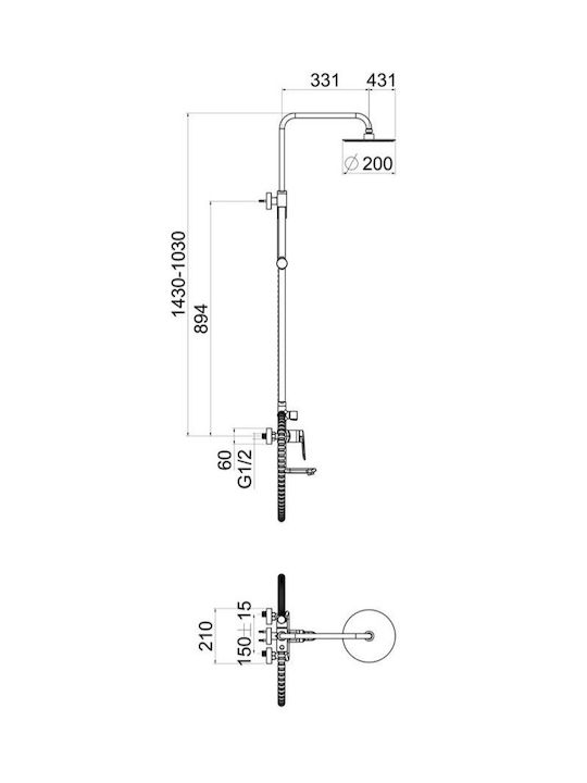 Interflex Στήλη Ντουζ με Μπαταρία Interflex Στήλη Ντουζ με Μπαταρία