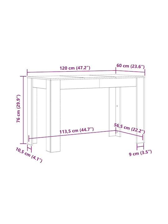 Table Dining Room Wooden Black Velvet-Black Metal 120x60x76cm