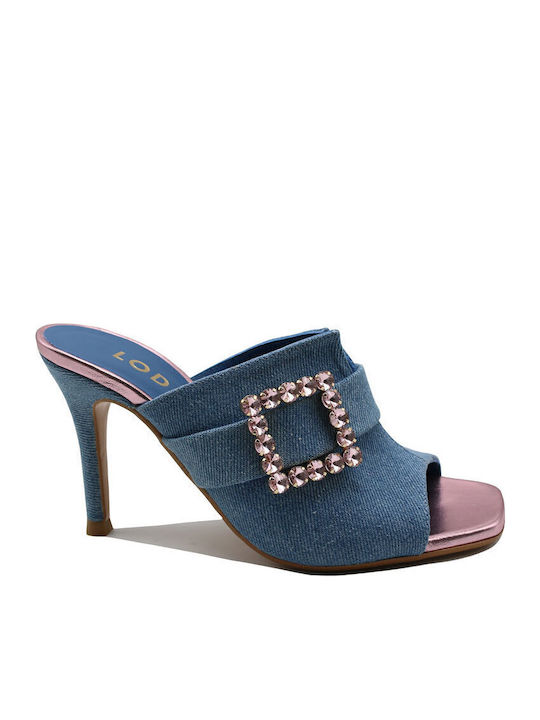 Mules mit Dünn Absatz in Blau Farbe