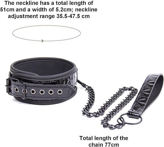 Smd Noirguard Кожен Нашийник Верижно Лиано Черен