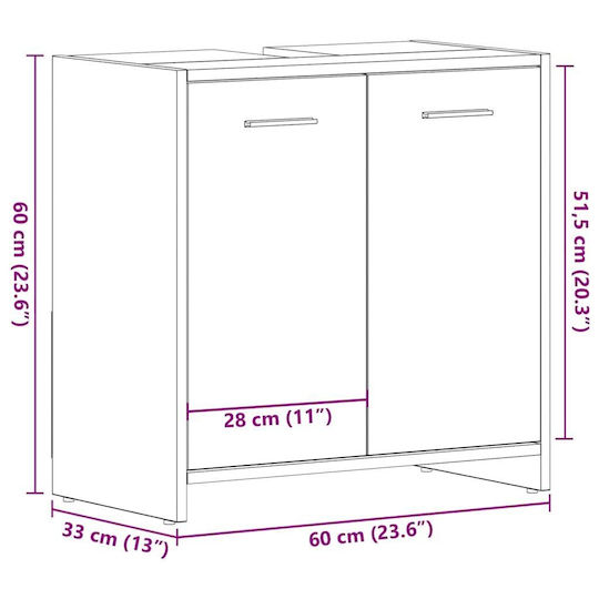 vidaXL Countertop without Sink L60xW33xH60cm Black Oak
