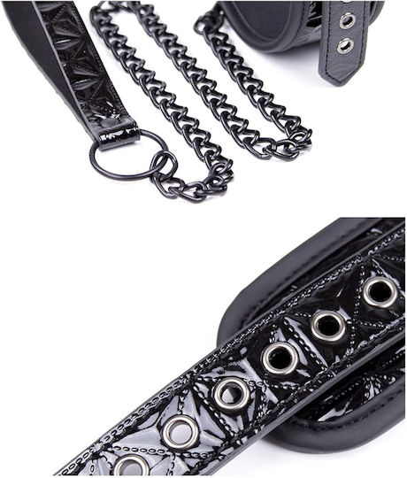 Smd Noirguard Кожен Нашийник Верижно Лиано Черен