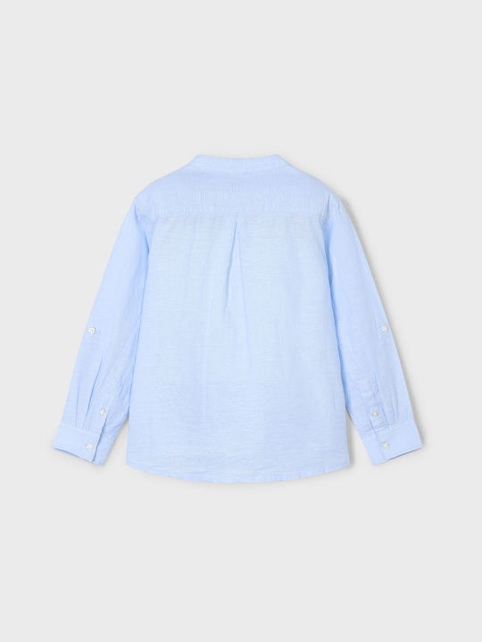 Mayoral Kids Linen Shirt Light Blue