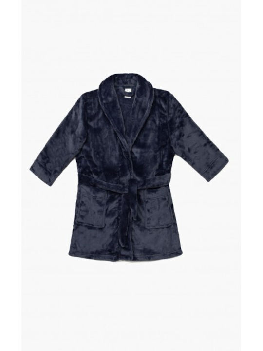 Minerva Kids Robe Winter Fleece Blue Indigo