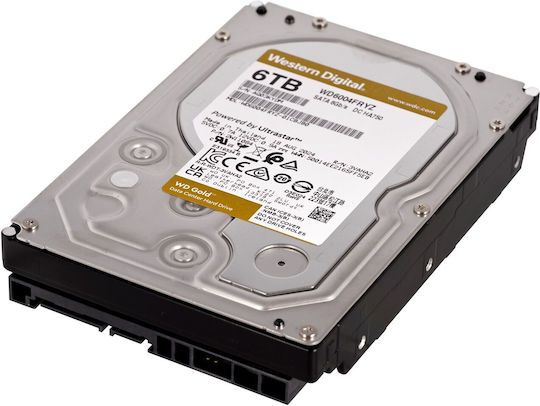 Western Digital Gold 6TB HDD Hard Drive 3.5" SATA III 7200rpm with 256MB Cache for NAS / Server WD6004FRYZ