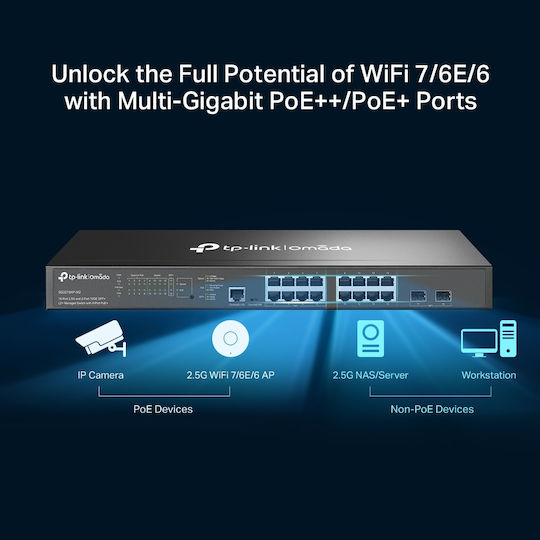 TP-LINK Omada SG3218XP-M2 v1 Managed L2 PoE+ Switch με 16 Θύρες Gigabit (1Gbps) Ethernet και 2 SFP Θύρες