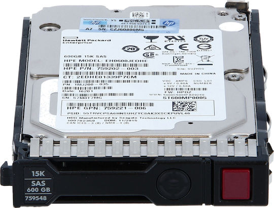 HP Enterprise 600GB HDD Σκληρός Δίσκος 2.5" SAS 3.0 15000rpm για Server 759548-001