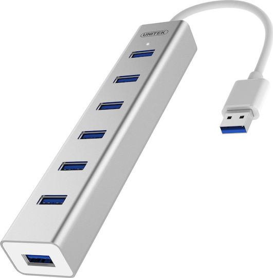 Unitek USB 3.0 Hub 7 Ports with USB-A Connection Silver