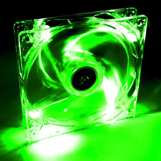 Akyga AW-12A-BG Case Fan 120mm (1000rpm) με Πράσινο Φωτισμό και Σύνδεση 4-Pin Molex Διάφανο