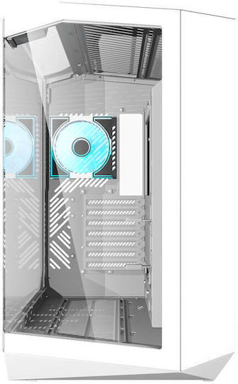 Darkflash DY470 (+fans) Gaming Middle Tower Carcasă Calculator cu Fereastră Laterală și Iluminare RGB Alb