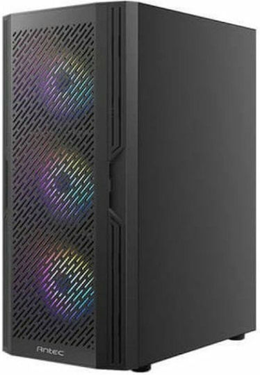 Antec AX20 Gaming Midi Tower Κουτί Υπολογιστή με Πλαϊνό Παράθυρο και RGB Φωτισμό Μαύρο
