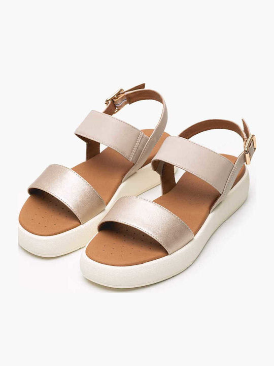 Camalei Γυναικεία Σανδάλια Flatforms Μπεζ