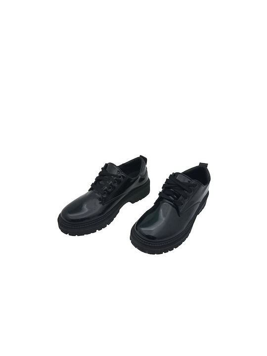 Plato Women's Patent Leather Oxford Shoes Black