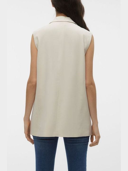 Vero Moda Women's Vest with Buttons Oatmeal, Ecru