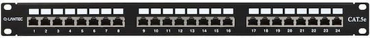 Q-Lantec Екраниран пач панел за рафт 1U 19" 50 порта cat5e Черен