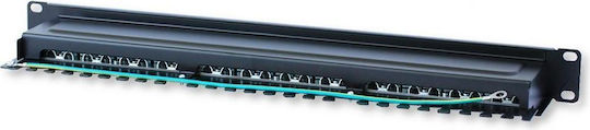 Techly Пач панел за рафт 1U 19" 24 порта cat6 Черен