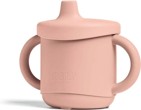 Mamas & Papas Kleinkinderbecher mit Griffen und Strohhalm aus Silikon Rosa