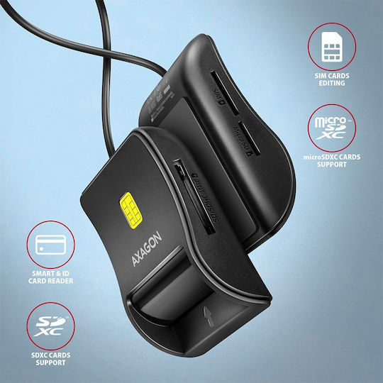 Axagon Card Reader USB 2.0 για SD/microSD (CRE-SM3SD)