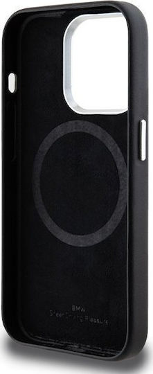 BMW Umschlag Rückseite Leder / Silikon / Kunststoff / Synthetisches Leder Schwarz (iPhone 14 Pro)