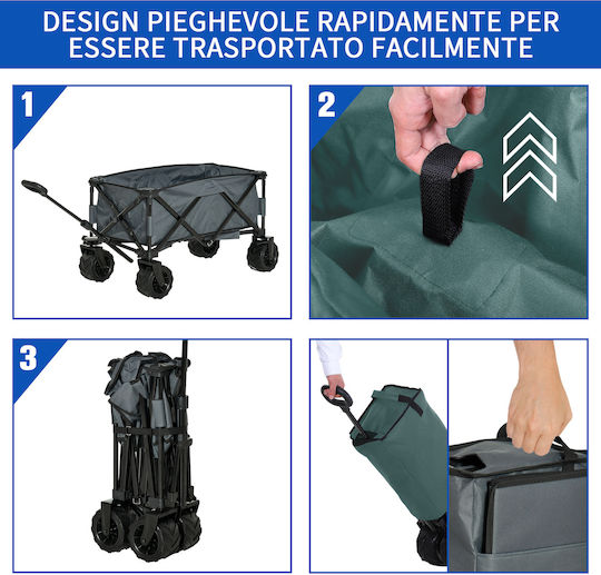 Garden Πτυσσόμενο Καρότσι Κήπου Μεταλλικό Τετράτροχο με Μέγιστο Βάρος Φορτίου 70kg 108x55εκ.