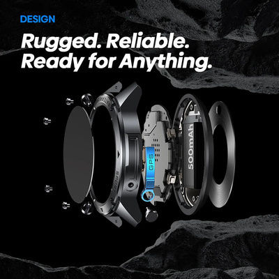 Zeblaze Stratos 2 Ultra Stainless Steel 52mm Αδιάβροχο Smartwatch με Παλμογράφο (Μαύρο)