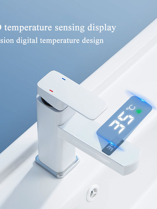 Bathroom Sink Faucet Blackswan Type M211 White Model Lcd Display Size 17.5 Cm