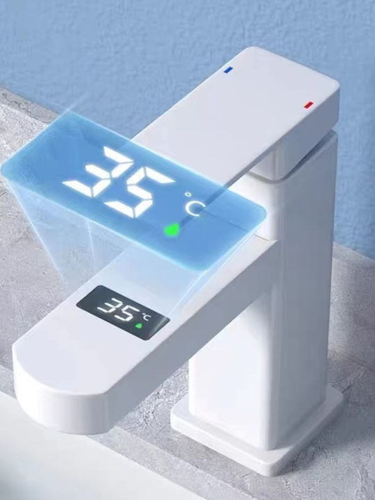 Bathroom Sink Faucet Blackswan Type M211 White Model Lcd Display Size 17.5 Cm