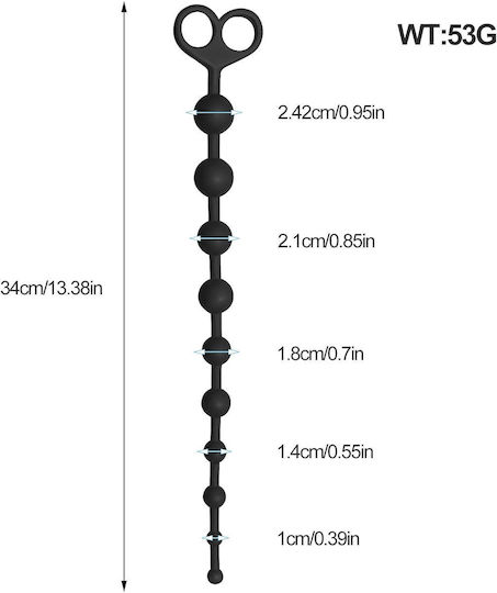 SMD Decimorum Anal Silicone Chain with 10 Beads Anal Beads Black