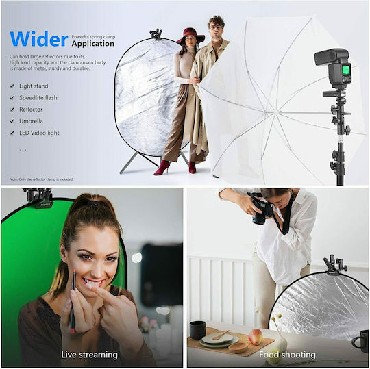 Neewer 1 Pack Photo Studio Heavy Duty Metal Clamp Holder Cold Shoe Adapter 90095592