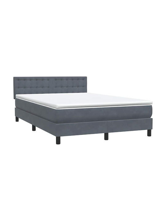 Doppelbett Mit Stoff Dunkelgrau Mit Lattenrost & Matratze 160x210cm