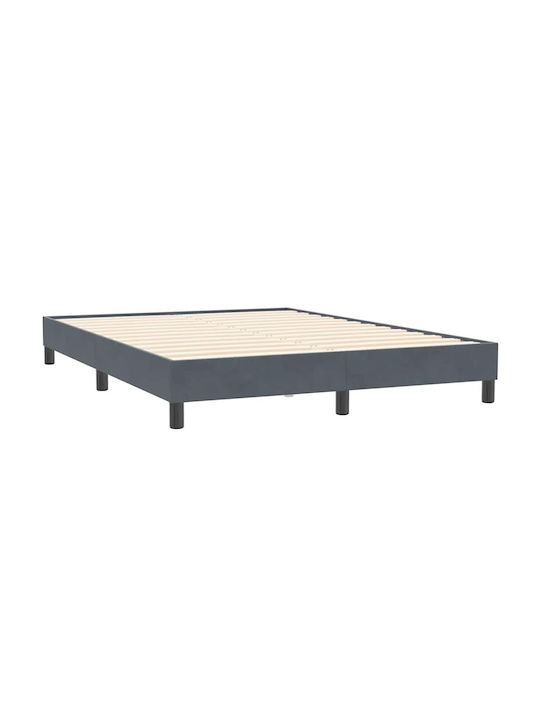 Doppelbett Bezogen mit Stoff Dunkelgrau mit Lattenrost & Matratze 160x210cm