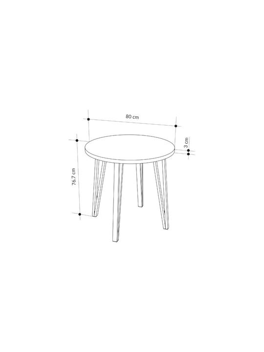 Xana Round Table Dining Room Wooden with Metal Frame Sepet Oak 90x90x77.5cm