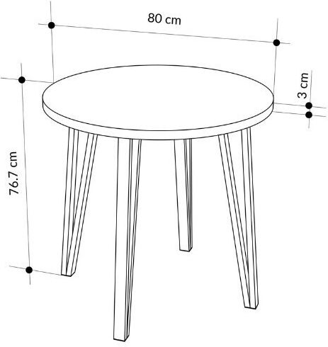 Xana Round Table Dining Room Wooden with Metal Frame Sepet Oak 90x90x77.5cm